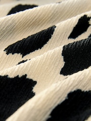 Black/White Cow Print Textured Drape Tie Front Mini Dress - Image 6 of 7