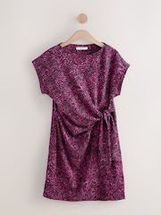 Leopardo rosa - Textured Drape Tie Front Mini Dress - Imagem 1 de 3
