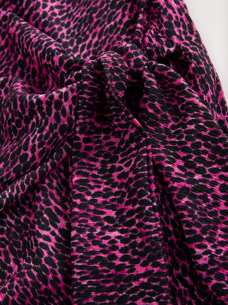 Leopardo rosa - Textured Drape Tie Front Mini Dress - Imagem 2 de 3