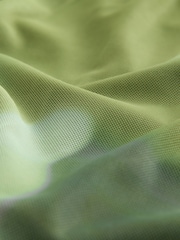 Green Floral Pleated Mesh Print V-Neck Occasion Midi Dress - Image 7 of 7