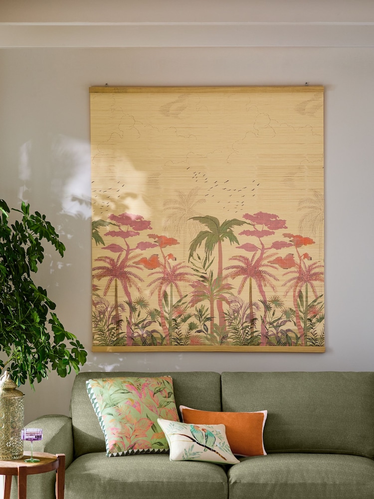 Multi XL Printed Scene Bamboo Wall Hanging Wall Art - Image 1 of 6