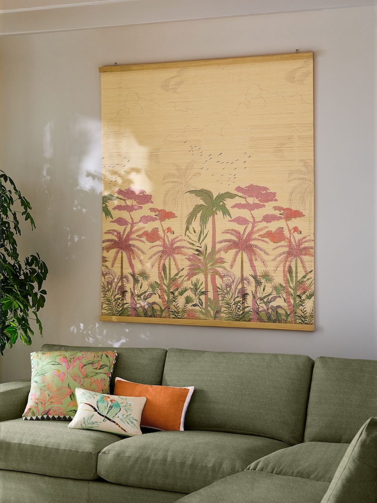 Multi XL Printed Scene Bamboo Wall Hanging Wall Art - Image 2 of 6