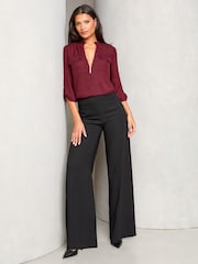 Lipsy Burgundy Red Zip Front Utility Pocket Blouse - Image 2 of 4