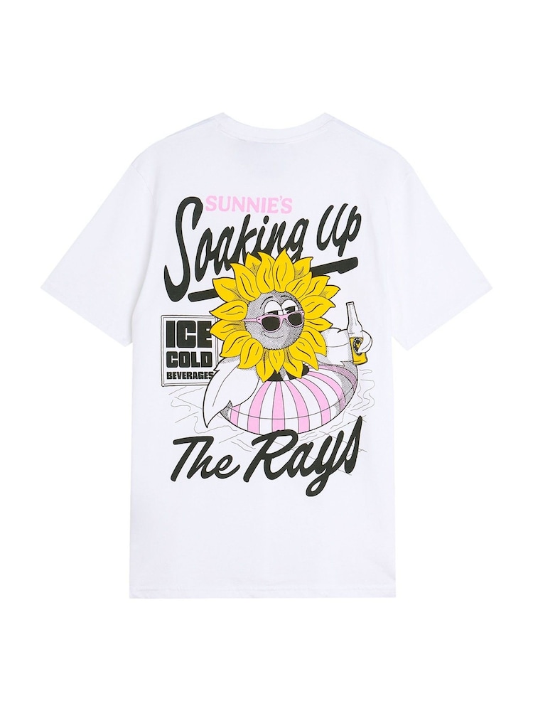 Lyle & Scott White Lyle Scott Sunnies Pool Bar Graphic T Shirt - Image 2 of 2