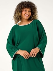 Roman Green Curve Diamante Trim Stretch Top - Image 1 of 5