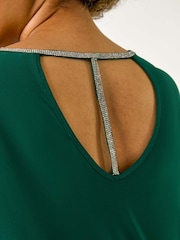 Roman Green Curve Diamante Trim Stretch Top - Image 5 of 5