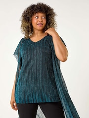 Roman Blue Curve Plisse 2 In 1 Top - Image 1 of 5