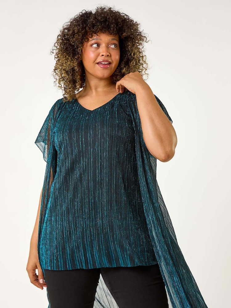 Roman Blue Curve Plisse 2 In 1 Top - Image 1 of 5