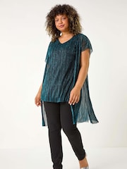 Roman Blue Curve Plisse 2 In 1 Top - Image 2 of 5