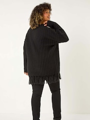 Roman Black Curve V-Neck Tassel Hem Knit Jumper - Image 3 of 5