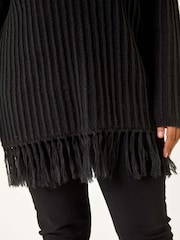 Roman Black Curve V-Neck Tassel Hem Knit Jumper - Image 5 of 5