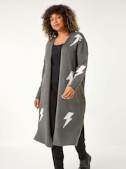 Roman Curve Printed Longline Cardigan - Image 2 of 5