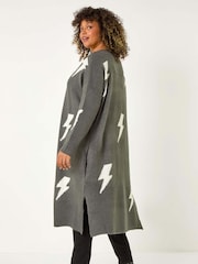 Roman Curve Printed Longline Cardigan - Image 3 of 5