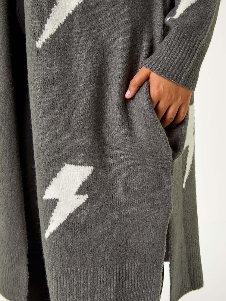 Roman Curve Printed Longline Cardigan - Image 5 of 5