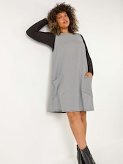 Roman Black Curve Checkered Stretch Pocket Dress - Image 1 of 5