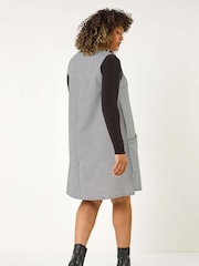 Roman Black Curve Checkered Stretch Pocket Dress - Image 3 of 5