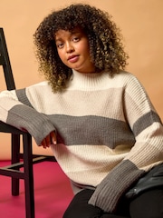 Roman Natural Curve Colour Block Stripe Knit Jumper - Image 1 of 7