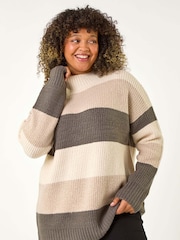 Roman Natural Curve Colour Block Stripe Knit Jumper - Image 3 of 7