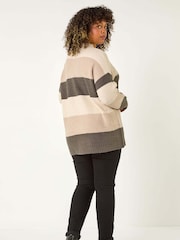Roman Natural Curve Colour Block Stripe Knit Jumper - Image 5 of 7