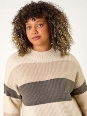 Roman Natural Curve Colour Block Stripe Knit Jumper - Image 6 of 7