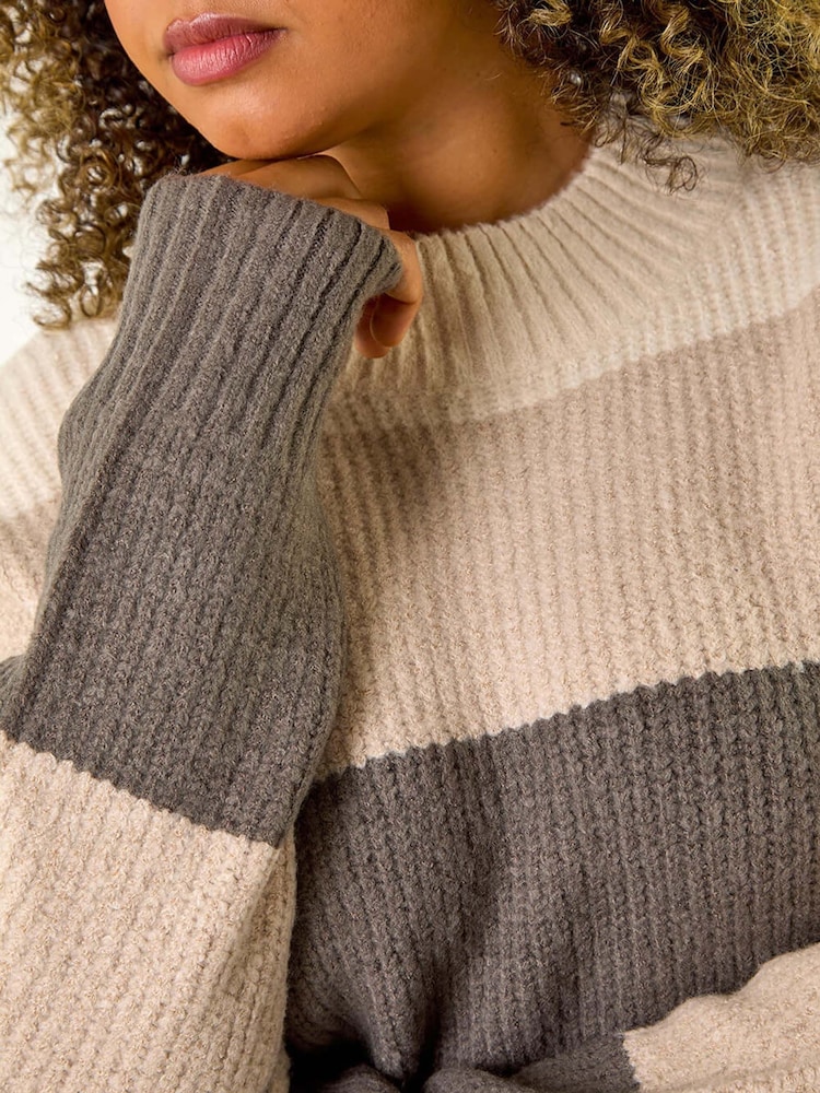 Roman Natural Curve Colour Block Stripe Knit Jumper - Image 7 of 7