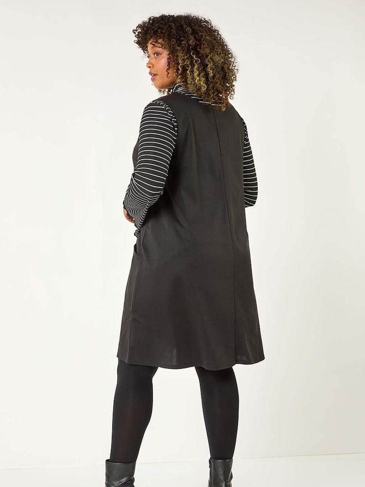 Roman Black Curve 2 In 1 Stripe Pinafore Dress - Image 3 of 5