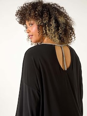 Roman Black Curve Diamante Trim Stretch Top - Image 2 of 5