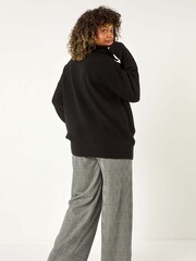 Roman Black Curve Front Zip Fold Over Jumper - Image 7 of 9