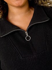 Roman Black Curve Front Zip Fold Over Jumper - Image 9 of 9