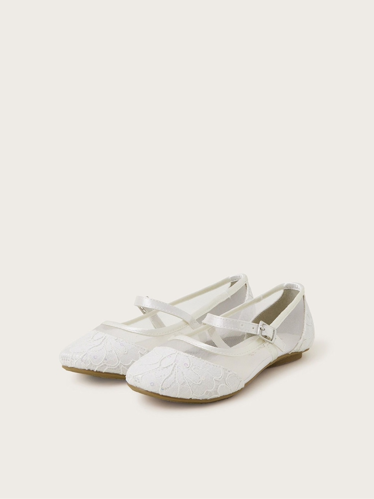 Monsoon White Communion Lace Ballerinas Flats - Image 1 of 2 Monsoon White Communion Lace Ballerinas Flats - Image 1 of 2