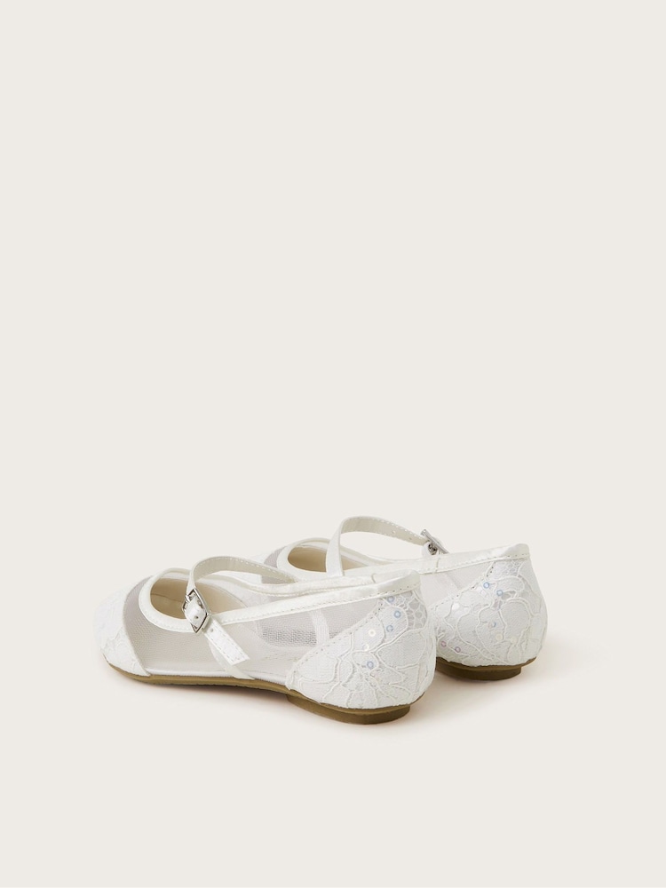 Monsoon White Communion Lace Ballerinas Flats - Image 2 of 2 Monsoon White Communion Lace Ballerinas Flats - Image 2 of 2