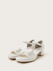Monsoon Natural Bow Lace Heeled Sandals - Image 1 of 3