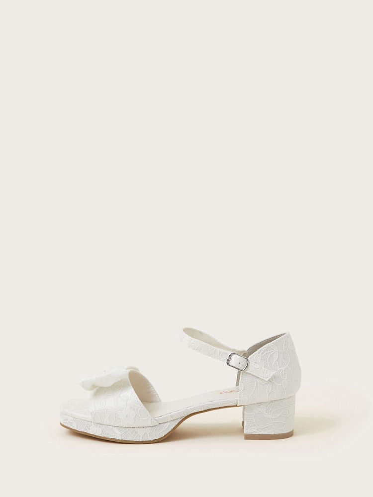 Monsoon Natural Bow Lace Heeled Sandals - Image 2 of 3