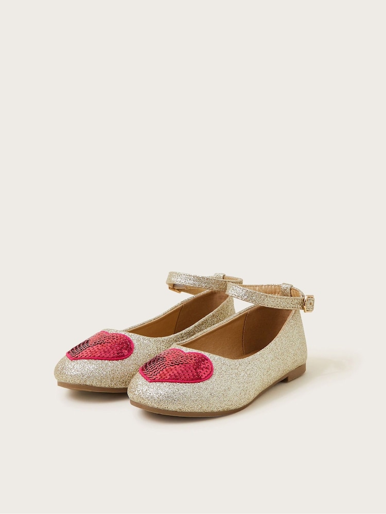 Monsoon Sequin Heart Sparkle Ballet Flats - Изображение 1 из 2