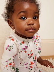 Love & Roses Pink/White Floral Baby Printed Ruffle Sleepsuits 2 Pack (0-24mths) - Image 3 of 4