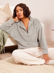 Friends Like These Grey Textured 3/4 Zip-Up Fleece - Image 1 of 4