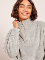 Friends Like These Grey Textured 3/4 Zip-Up Fleece - Image 3 of 4