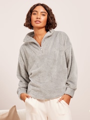Friends Like These Grey Textured 3/4 Zip-Up Fleece - Image 4 of 4