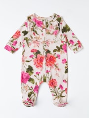 Lipsy Cream Baby Printed Ruffle Sleepsuit (0-24mths) - Image 4 of 4