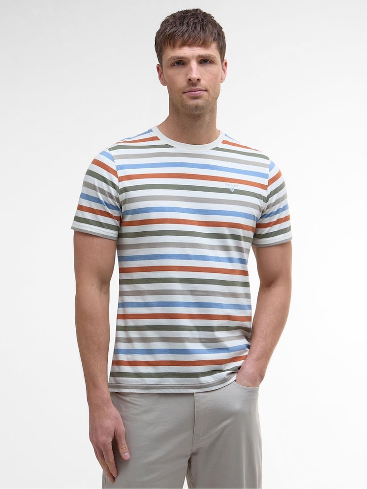 Barbour® White Rokeby Yarn Dye Stripe 100% Cotton T-Shirt - Image 1 of 5