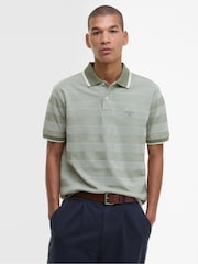 Barbour® Green Branton Stripe 100% Cotton Polo Shirt - Image 1 of 5