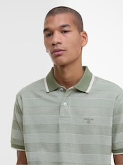 Barbour® Green Branton Stripe 100% Cotton Polo Shirt - Image 3 of 5