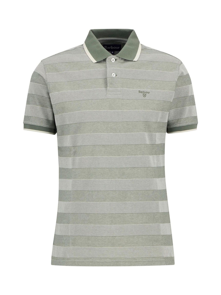 Barbour® Green Branton Stripe 100% Cotton Polo Shirt - Image 5 of 5