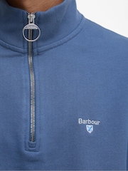 Barbour® Blue Rosford Half Zip 100% Cotton Sweatshirt - Image 4 of 5