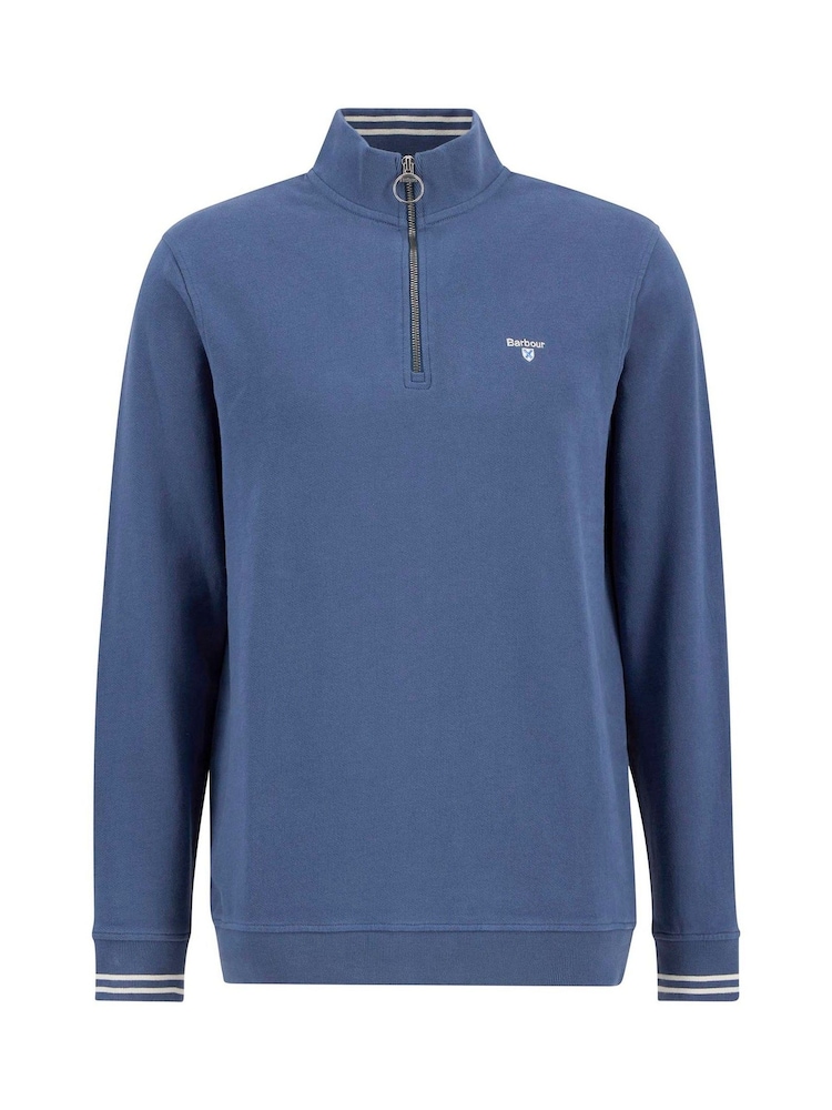 Barbour® Blue Rosford Half Zip 100% Cotton Sweatshirt - Image 5 of 5