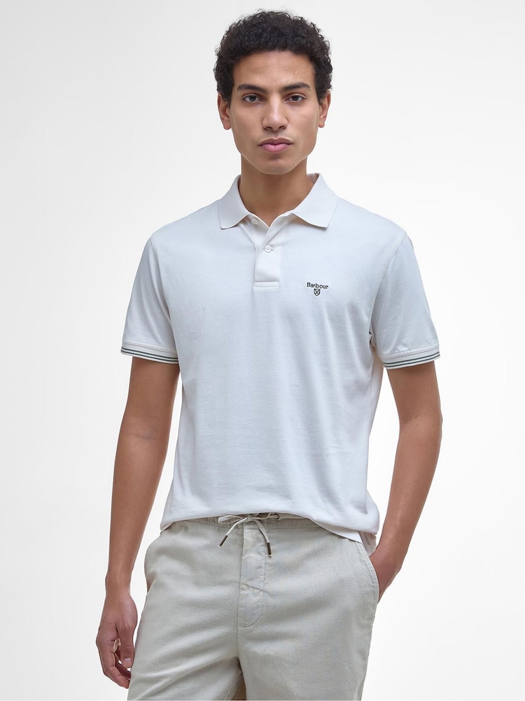 Barbour® White Austwick 100% Cotton Polo Shirt - Image 1 of 5