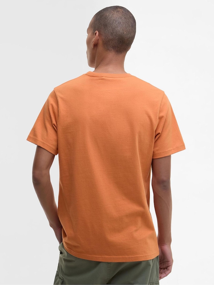 Barbour® Orange 100% Cotton Moorside Logo T-Shirt - Image 2 of 4 Barbour® Orange 100% Cotton Moorside Logo T-Shirt - Image 2 of 4