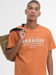 Barbour® Orange 100% Cotton Moorside Logo T-Shirt - Image 3 of 4