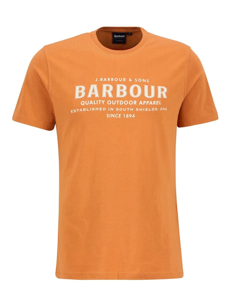 Barbour® Orange 100% Cotton Moorside Logo T-Shirt - Image 4 of 4 Barbour® Orange 100% Cotton Moorside Logo T-Shirt - Image 4 of 4