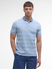 Barbour® Blue Branton Stripe 100% Cotton Polo Shirt - Image 1 of 5